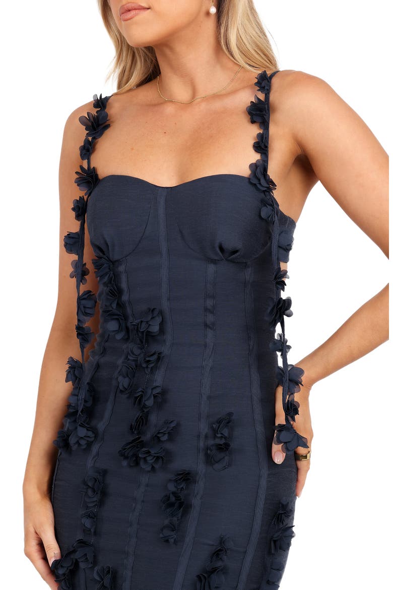 Posedly Rosette Mermaid Midi Dress, Alternate, color, NAVY