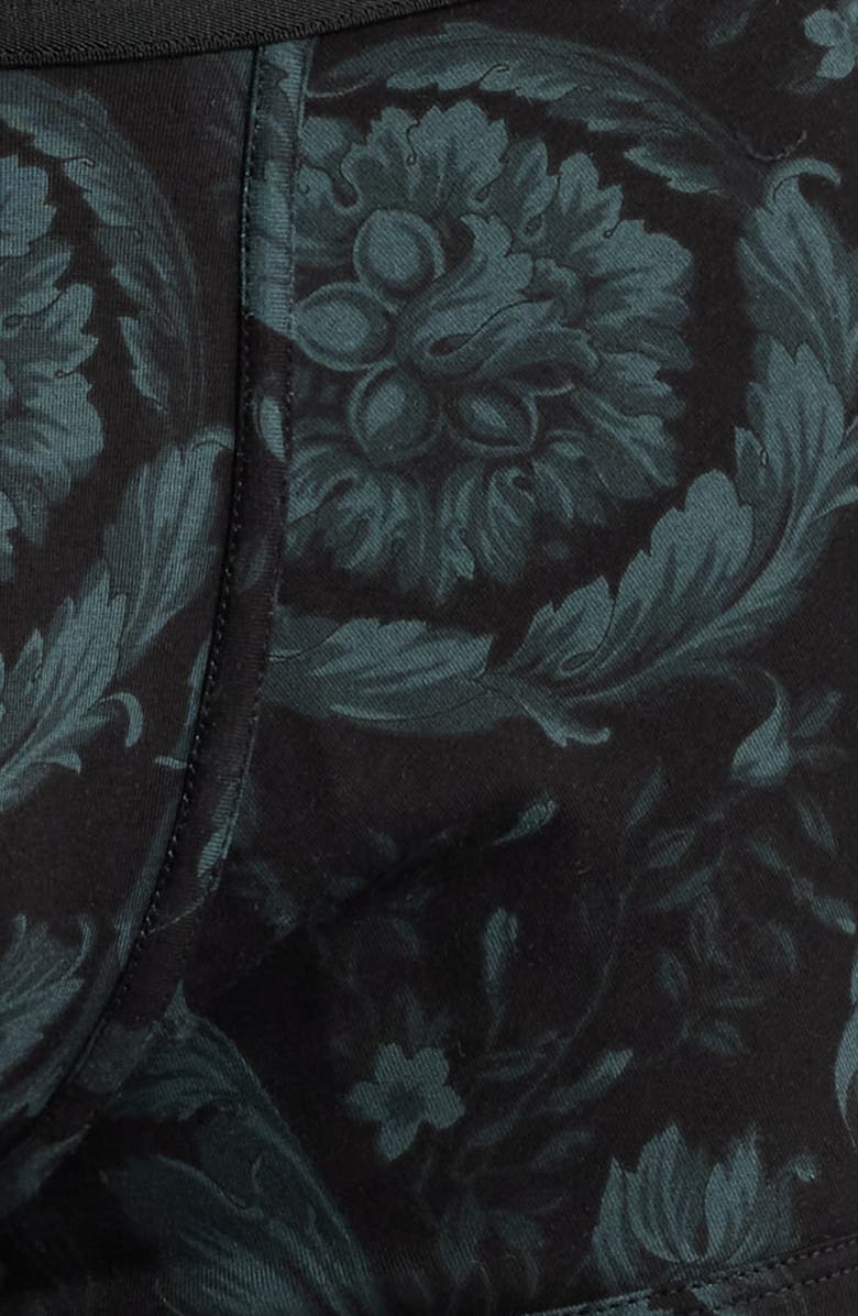 Versace Barocco Stretch Cotton Trunks, Alternate, color, Black Grey