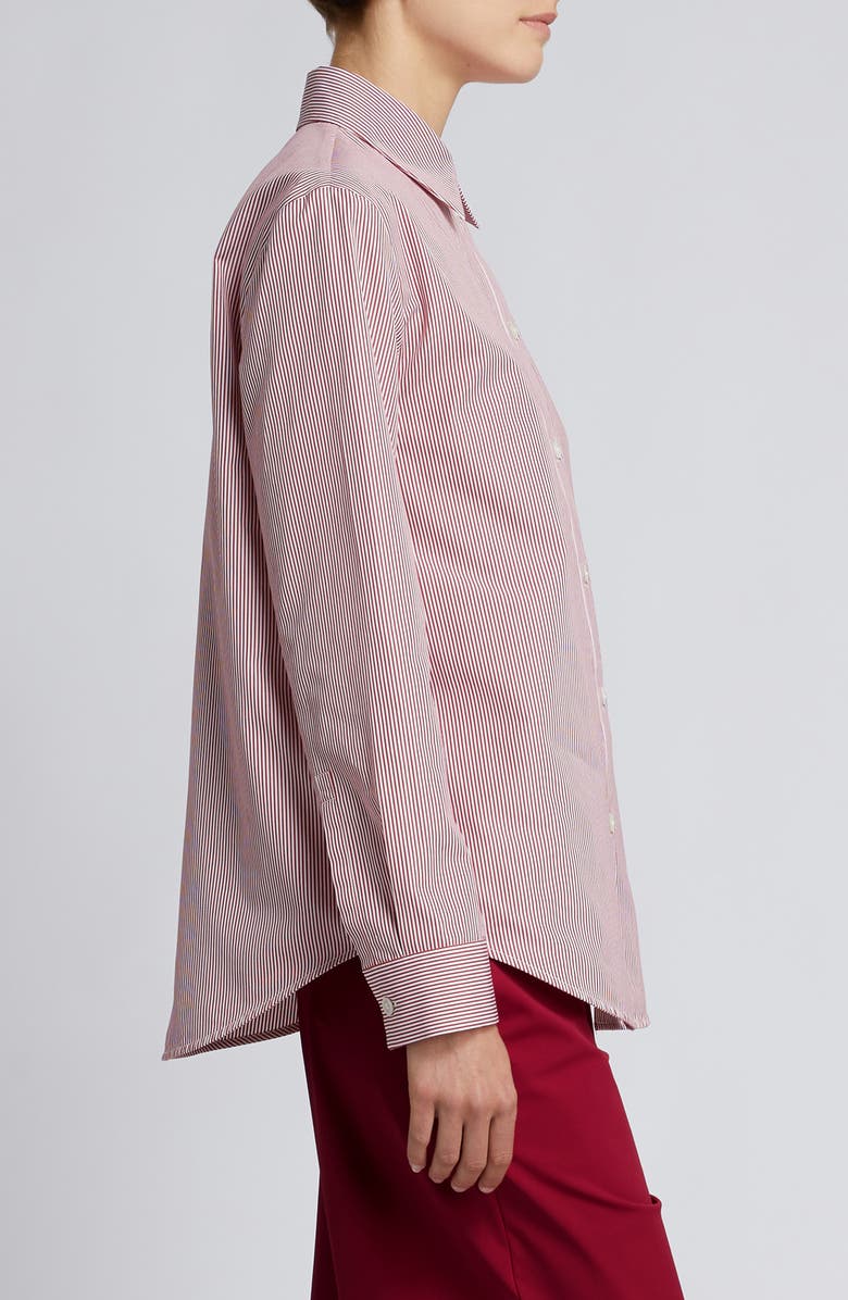 MM by Max Mara Panfilo Stripe Button-Up Shirt, Alternate, color, Dark Red