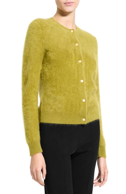 Theory Brushed Cardigan In Airy Cashmere In Green