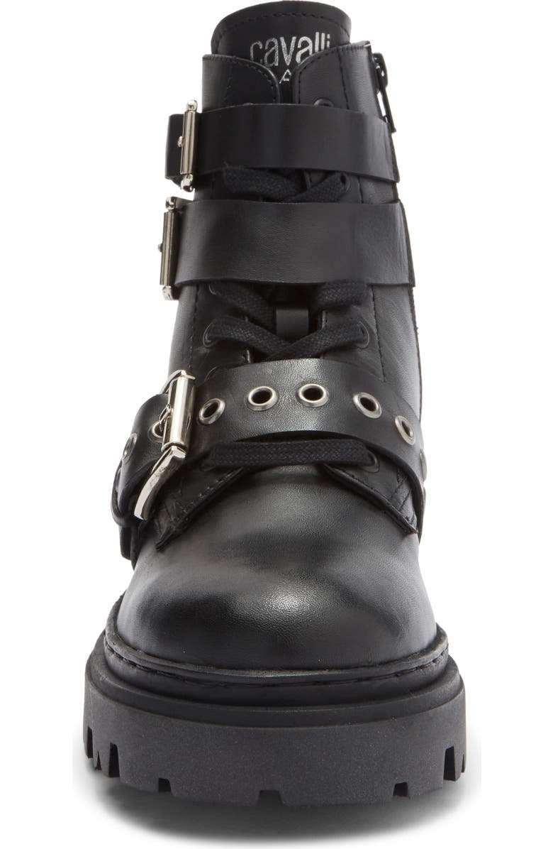 Roberto Cavalli Lug Platform Motorcycle Boot, Alternate, color, Black