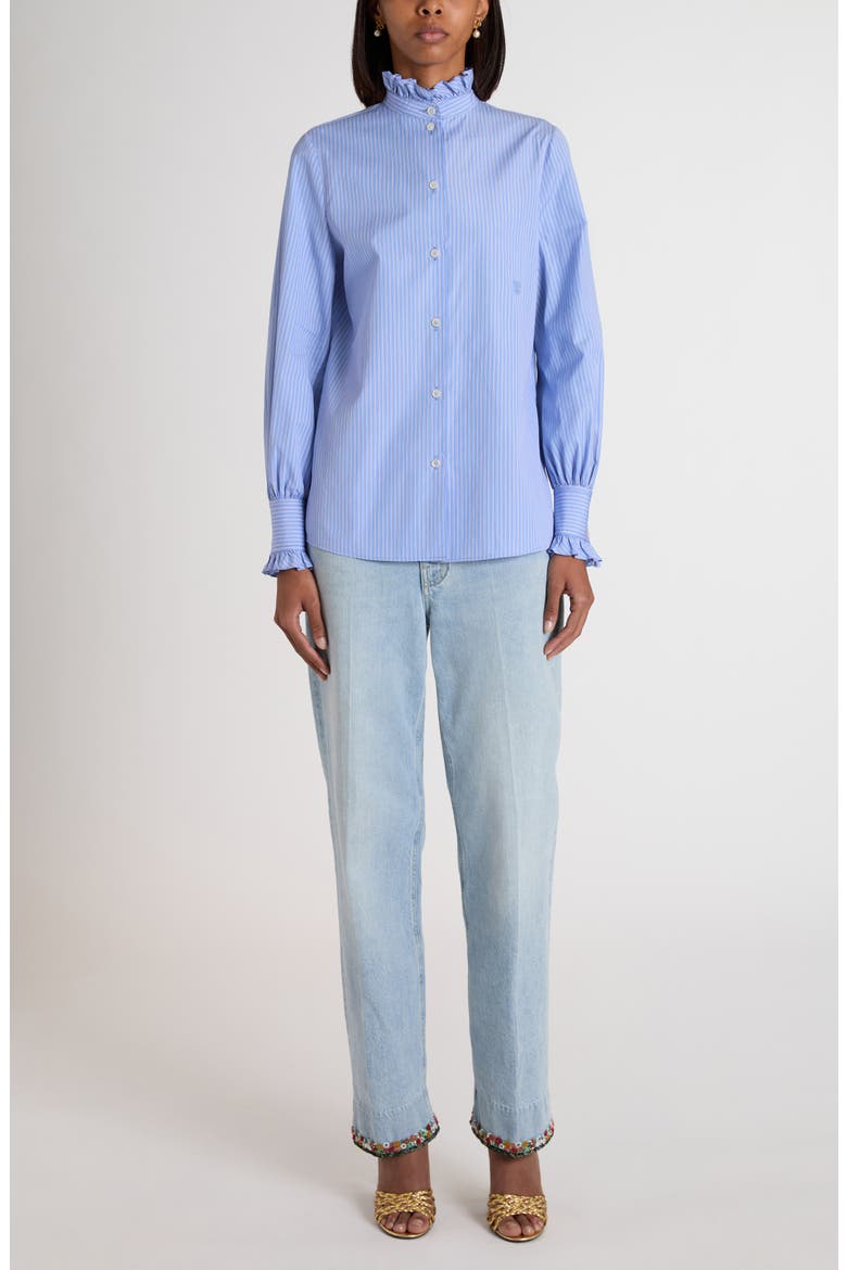 Classic Stripe Cotton Poplin Shirt, Alternate, color, LILAC/ WHITE