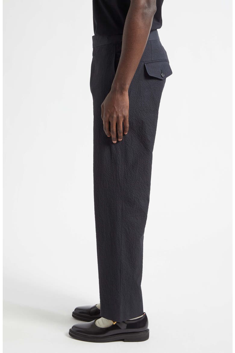 Side Buckle Seersucker Trousers, Alternate, color, DARK NAVY