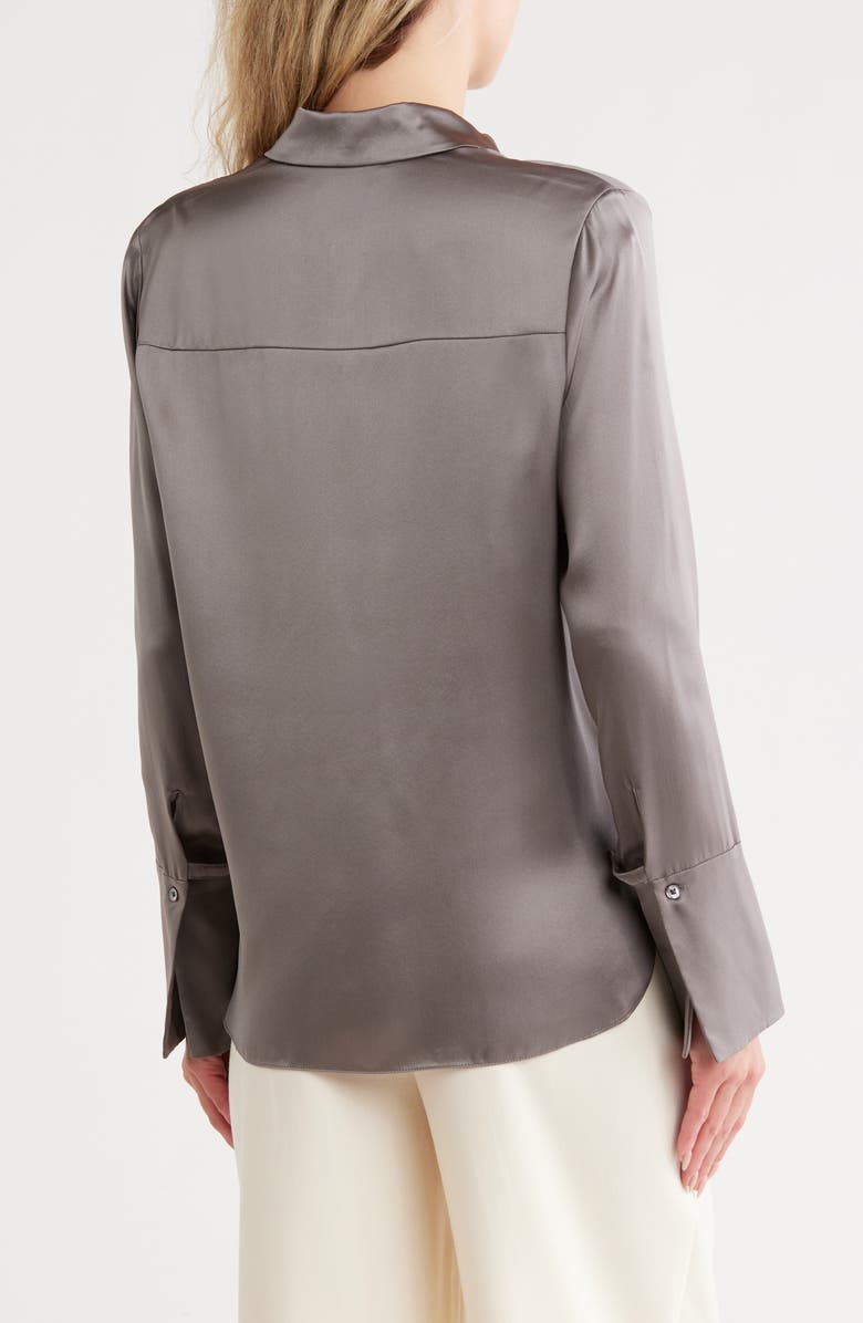 TWP Object of Affection Silk Button-Up Shirt, Alternate, color, Gunmetal