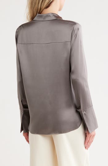 Object of Affection Silk Button-Up Shirt