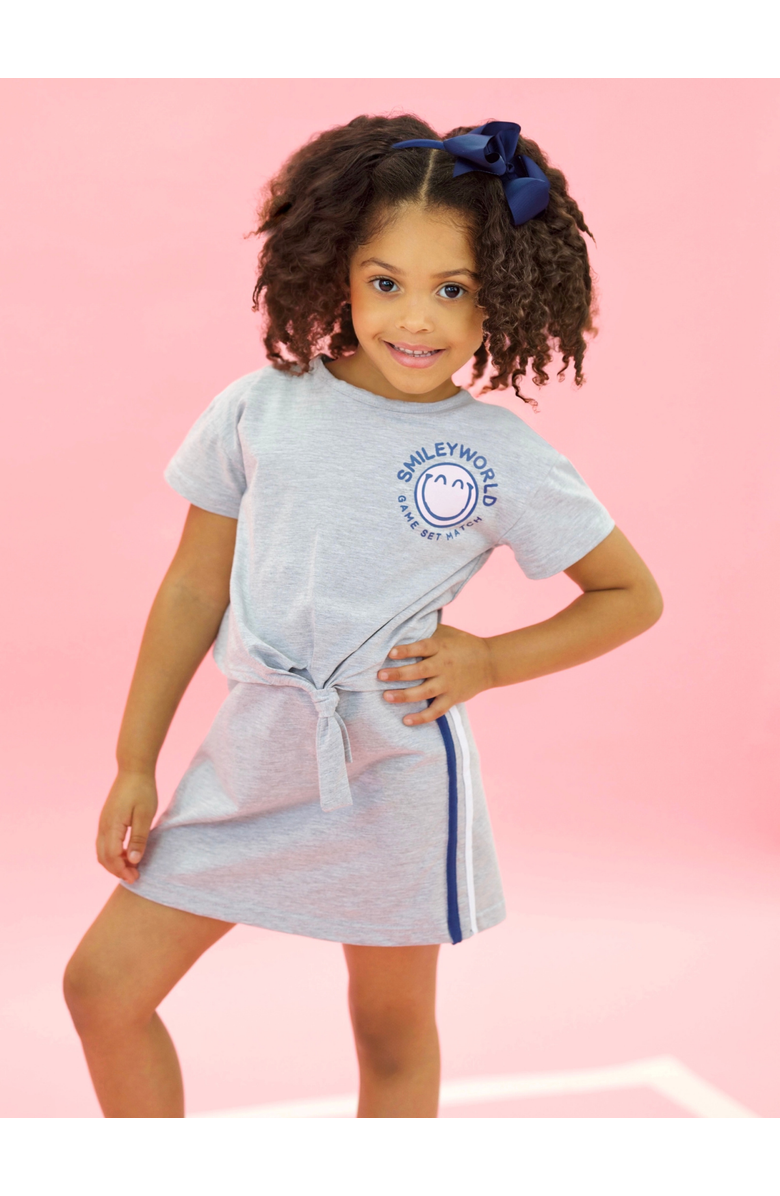 Mia Belle Girls Athletic Club Tie-Front Dress, Alternate, color, Grey