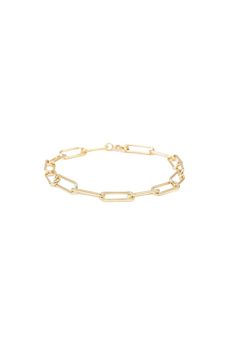 Sterling Silver 18k Gold Plated Amelia Chain Bracelet Dainty Trendy, Main, color, Gold