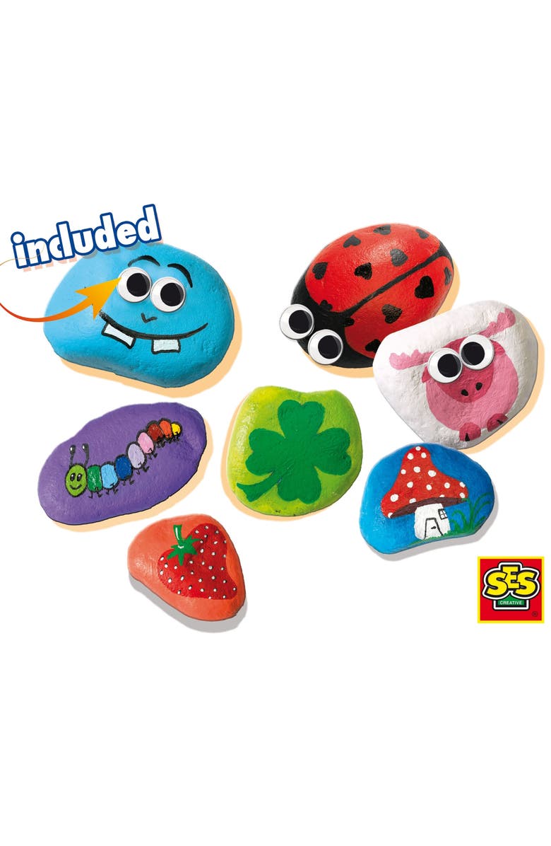 SES Creative Painting Stones Kit Diy Rock Painting, Ages 5+, Alternate, color, Multicolored