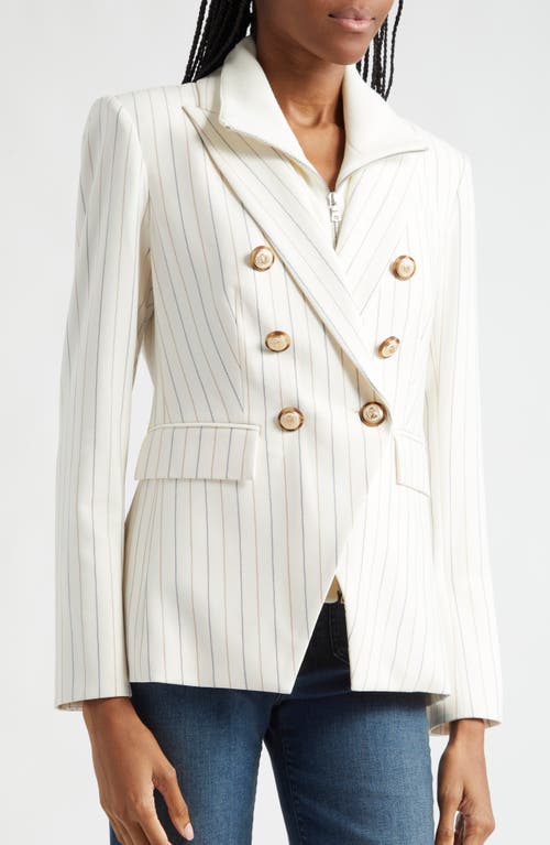 Veronica Beard Miller Stripe Wool Blend Dickey Jacket In Dove Multi