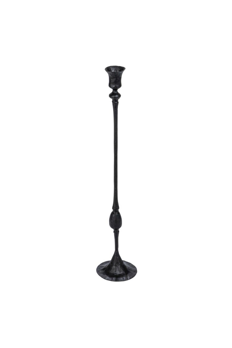 Tall Decorative Hand-Forged Metal Taper Holder, Black, Main, color, Black