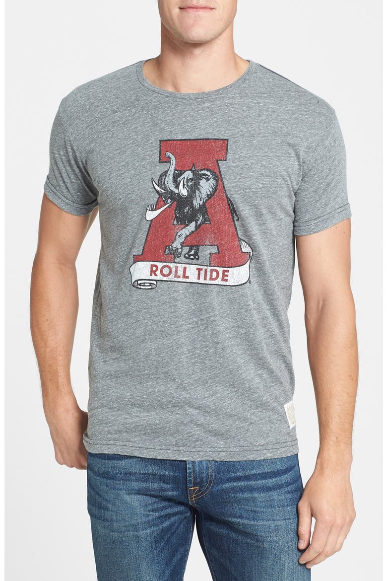 Men's Original Retro Brand Heathered Gray Alabama Crimson Tide Vintage 1974-2000 Logo Tri-Blend T-Shirt, Main, color, STREAKY GREY