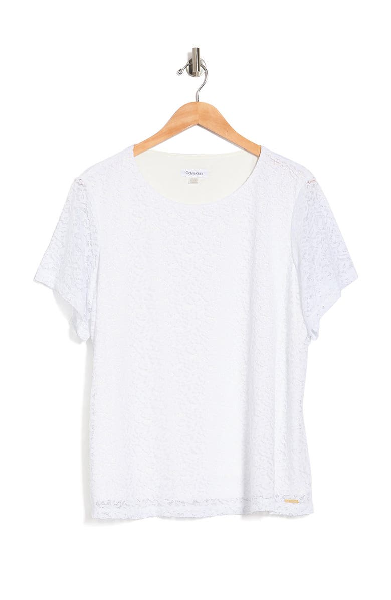 Calvin Klein Textured Lace Top, Alternate, color, 