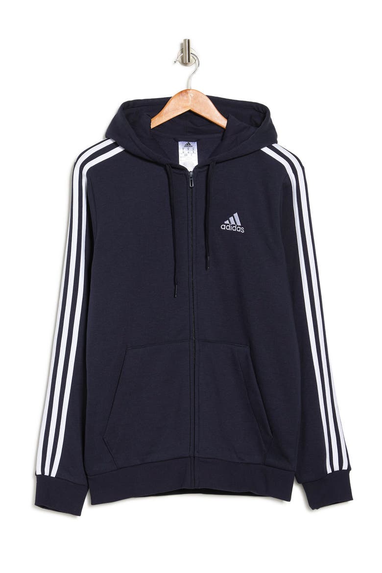 3-Stripes Zip Fleece Hoodie, Alternate, color, LEGEND INK