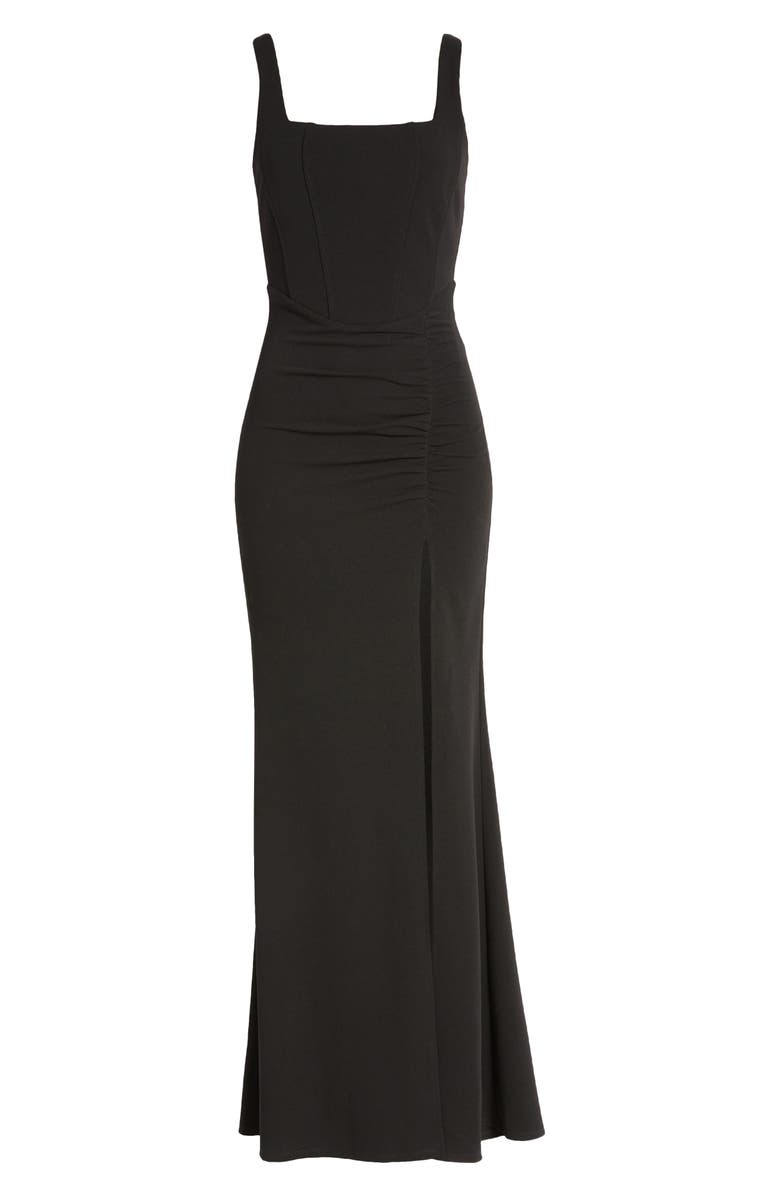 LOVE, NICKIE LEW Corset Sleeveless Ruched Gown, Alternate, color, 