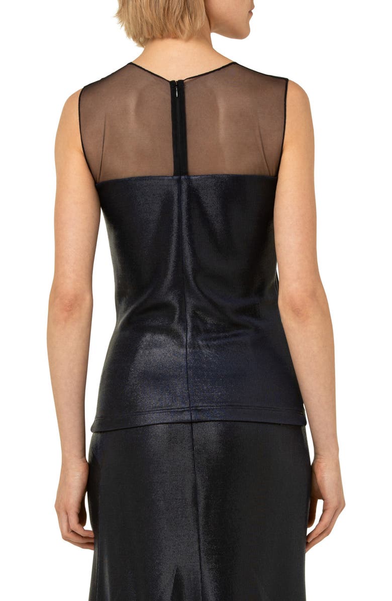 Akris Asymmetric Illusion Yoke Metallic Jersey Top, Alternate, color, Deep Blue