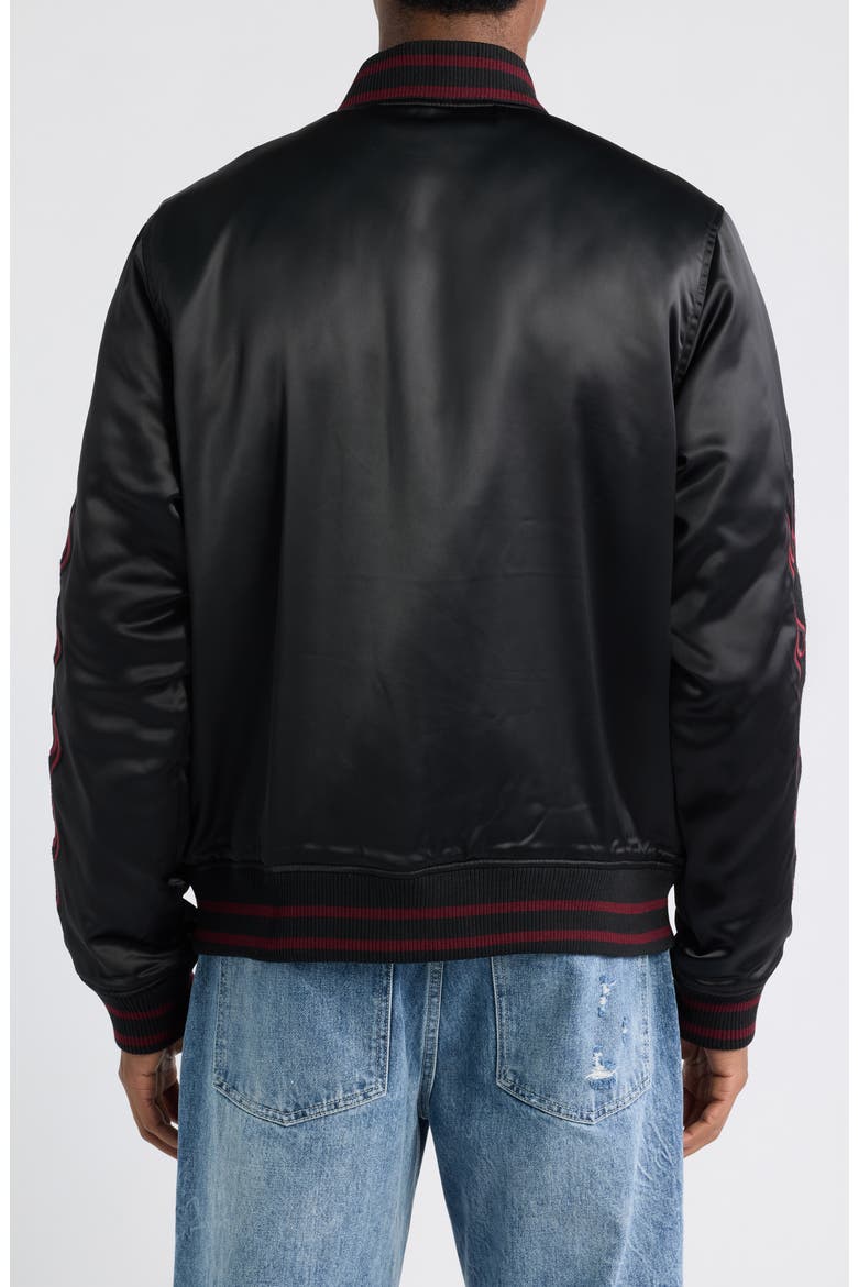 Flames Varsity Jacket, Alternate, color, BLACK