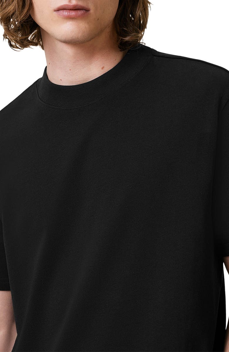 AllSaints Nero Solid Black Cotton T-Shirt, Alternate, color, Jet Black