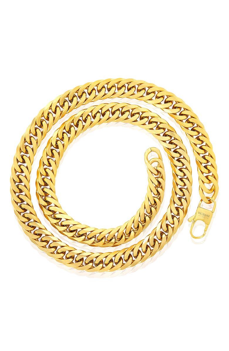 INVICTA Mens' 11.5mm Stainless Steel Curb Chain Neckalce, Alternate, color, Gold