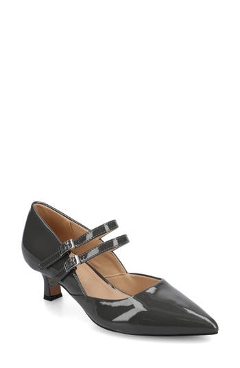 Journee Collection Journee Womens Carnation Medium And Wide Width Kitten Heel Mary Jane Pumps In Gray