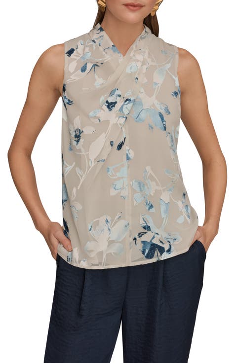 Floral Burnout Twist Neck Top