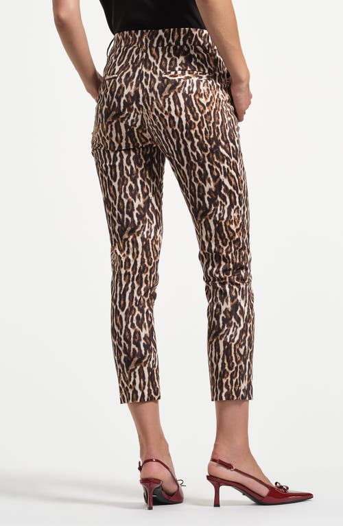 Isaac Mizrahi New York Slim Fit Sateen Ankle Pants In Animal Print