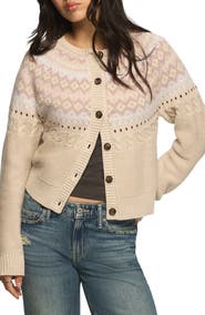 Lucky Brand Fair Isle Cotton Blend Cardigan