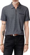 John Varvatos Meira Regular Fit Bird's Eye Zip Polo
