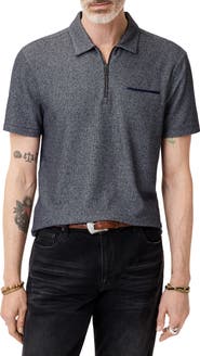 John Varvatos Meira Regular Fit Bird's Eye Zip Polo