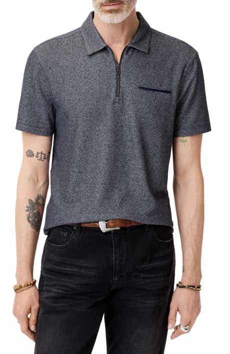 John Varvatos Meira Regular Fit Bird's Eye Zip Polo