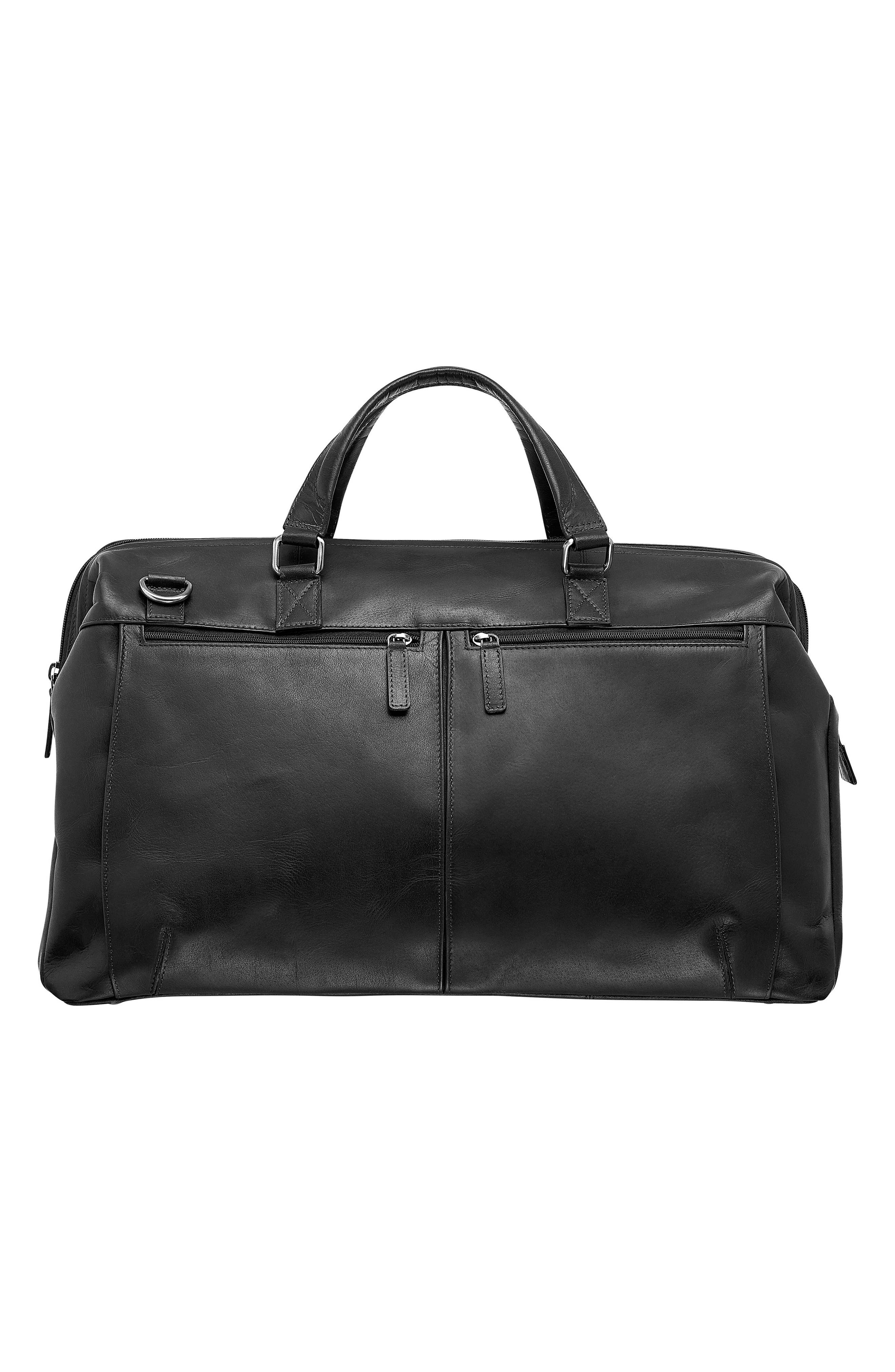 Mancini Carry-On Leather Duffle Bag, Alternate, color, Black