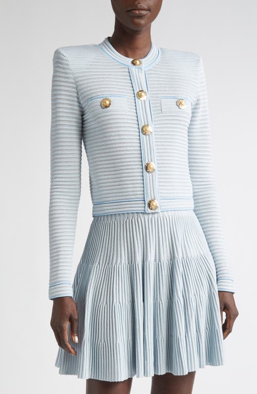 Balmain Long Sleeve Horizontal Rib Cardigan