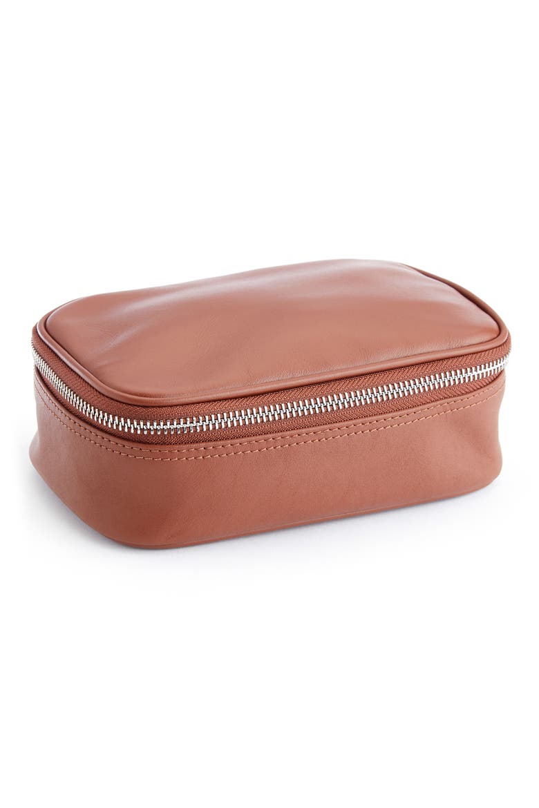Leather Tech Accessory Case, Main, color, TAN- GOLD FOIL