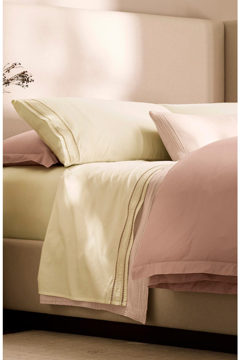 Signature Ladder Stitch Organic Cotton Sheet Set, Alternate, color, CREAM/ SAND