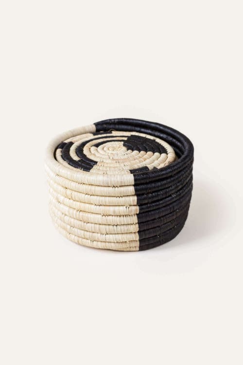 Indego Africa Split Mini Basket Set Of 8 Coasters In Natural And Black