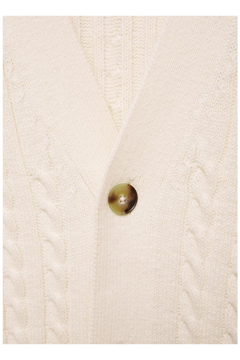 Cable Stitch Cotton Blend Cardigan, Alternate, color, OFF WHITE