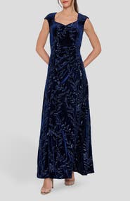 Tahari ASL Sequin Velvet Gown
