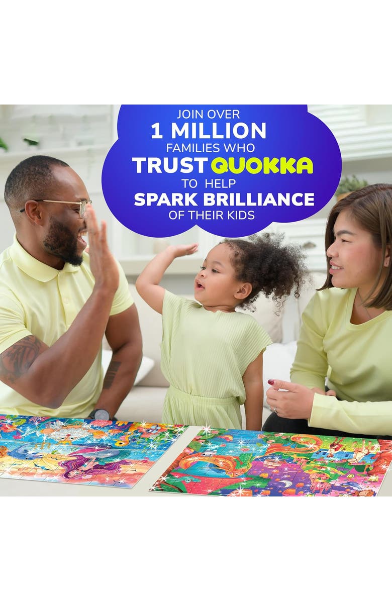 Quokka 4x60 Pcs Glitter Effect Puzzles for Kids, Alternate, color, Glitter Princesses