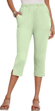 Roaman's Plus Size Soft Knit Relaxed Pull On Capri Pant