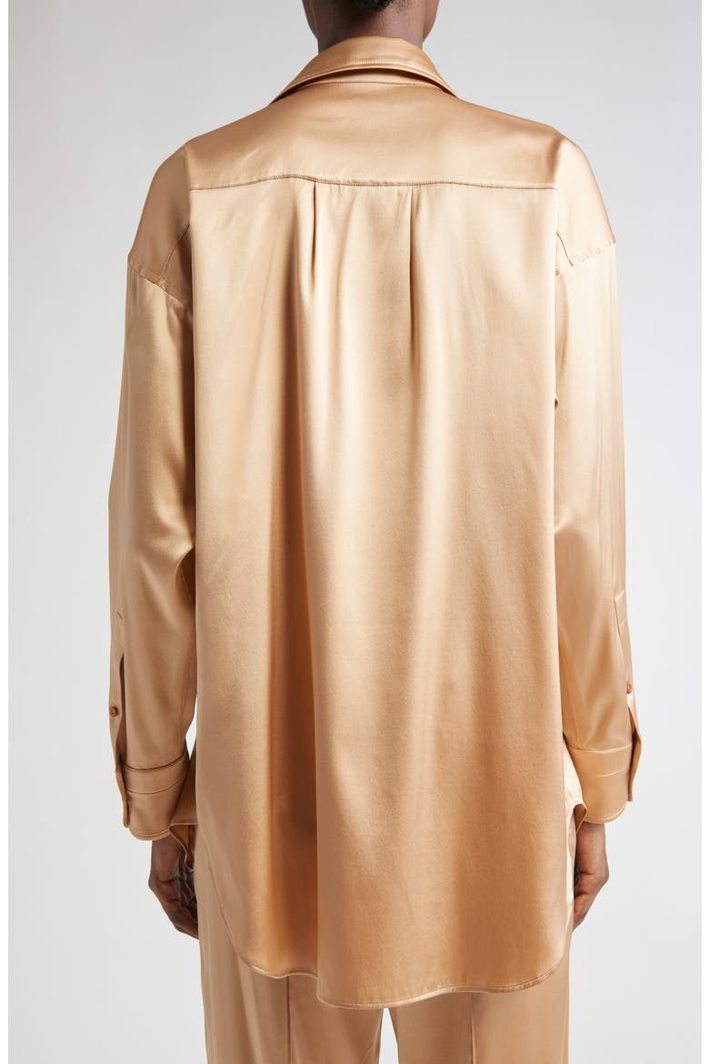 Relaxed Fit Stretch Silk Satin Blouse, Alternate, color, PALE BEIGE