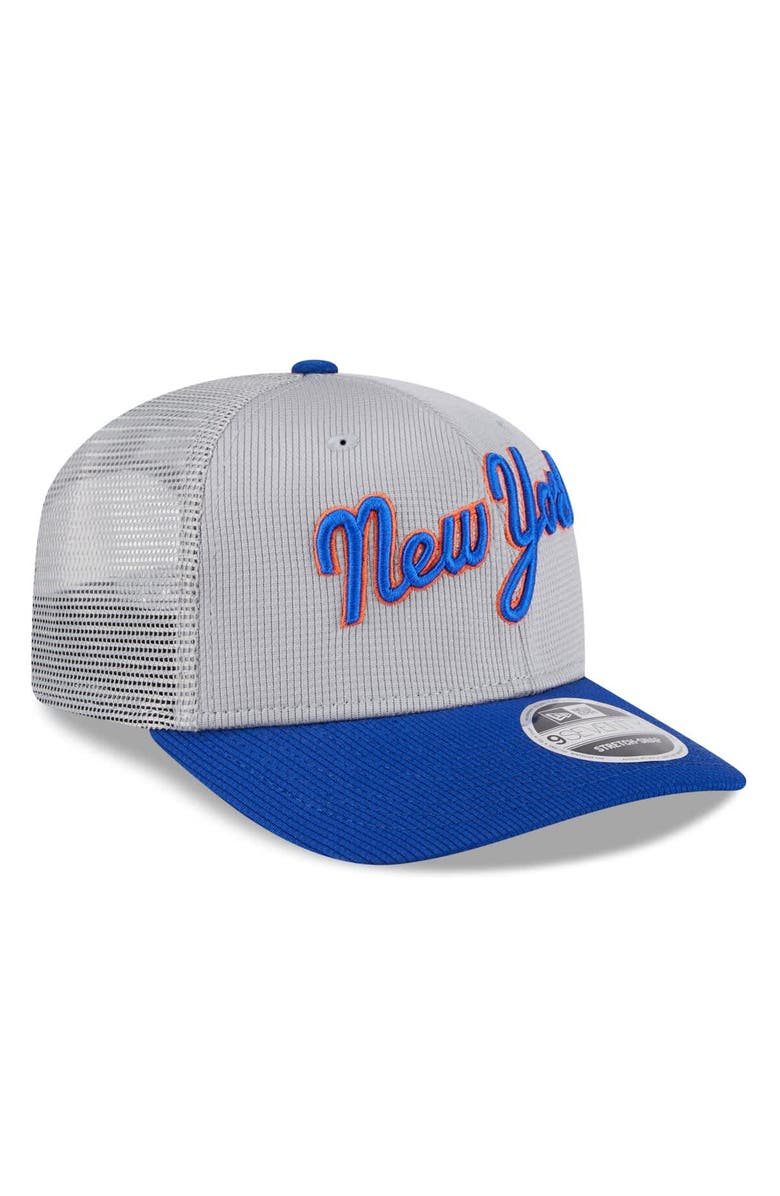 New Era Men's New Era  Gray/Royal New York Mets 2025 Batting Practice 9SEVENTY Stretch-Snap Trucker Hat, Alternate, color, 