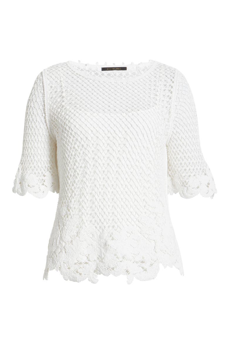 Crochet Lace Top, Alternate, color, WHITE