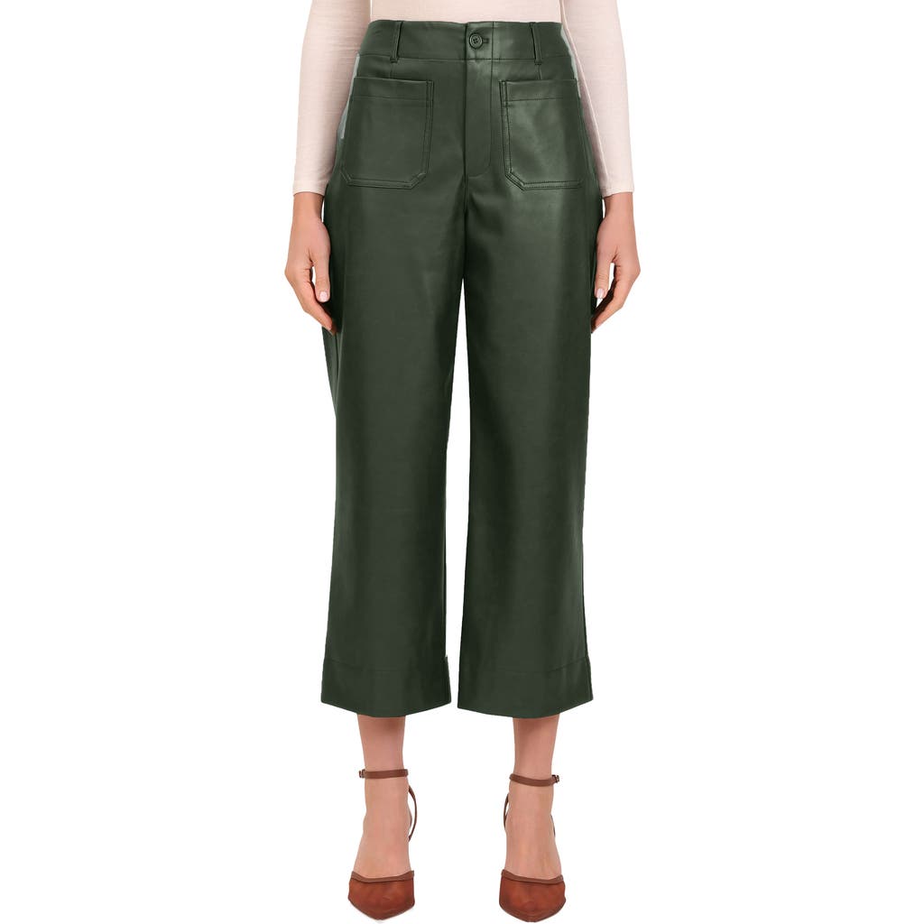 Bagatelle Faux Leather Cropped Wide Leg Pants In Multi