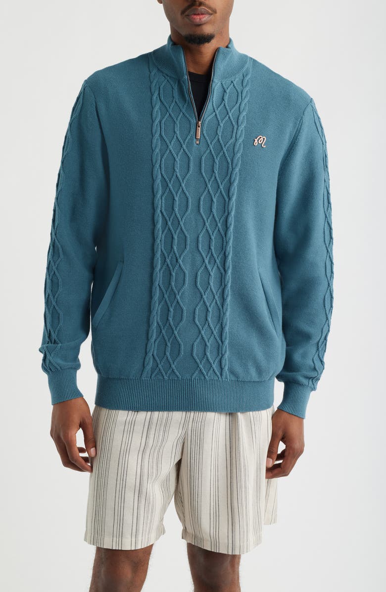 MALBON Santoro Quarter Zip Pullover, Main, color, Aegean Blue