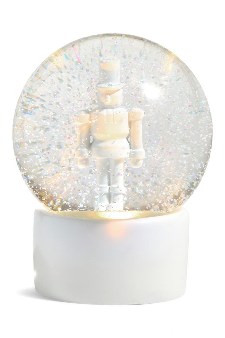 Nutcracker Lighted Christmas Snow Globe, Main, color, NUTCRACKER- WHITE MULTI