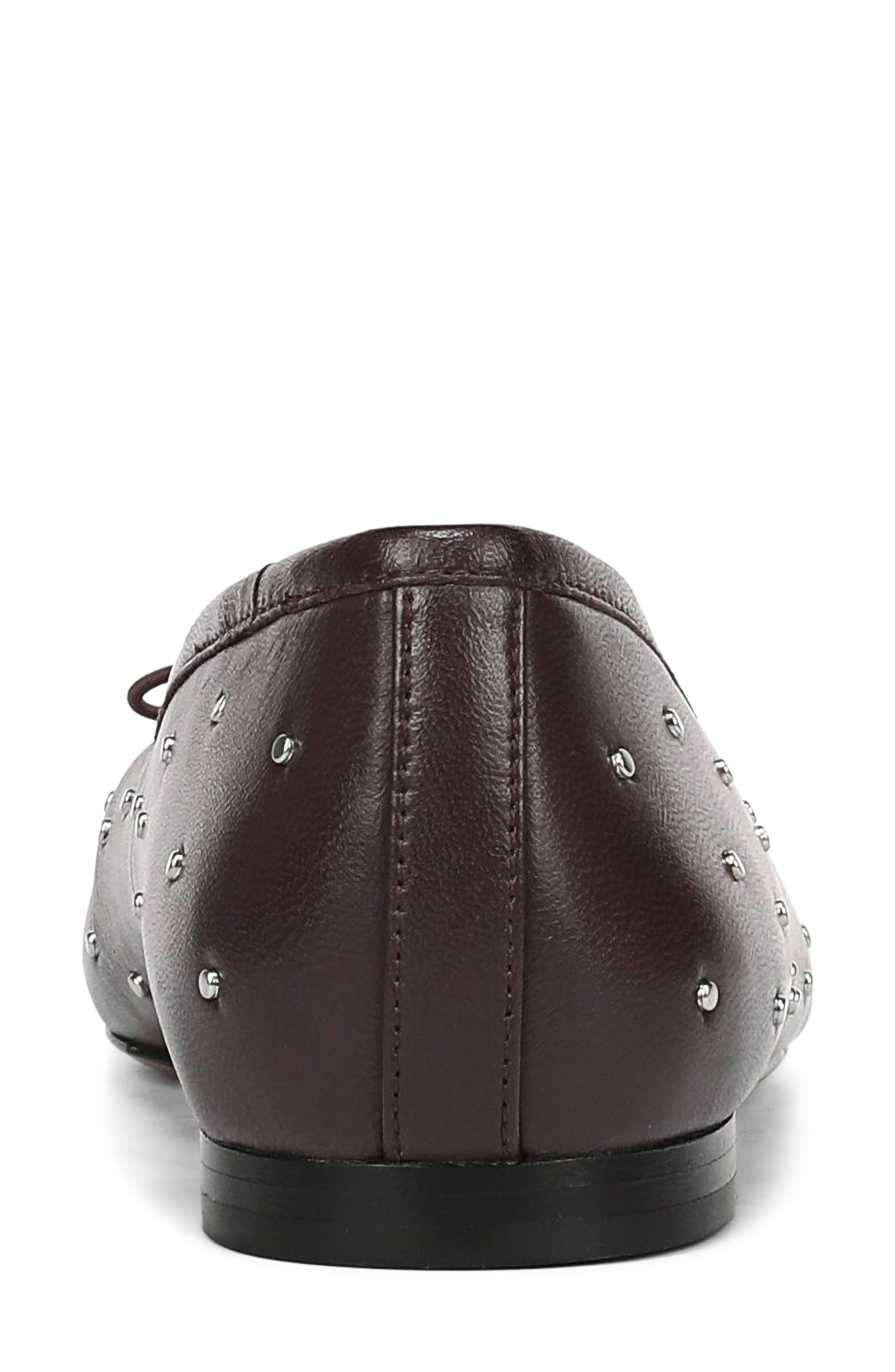 Darla Studded Flat, Alternate, color, DARK GANACHE LEATHER