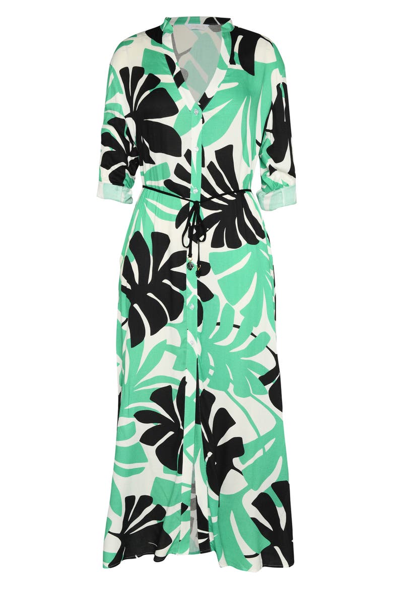 Monstera Cover-Up Maxi Dress, Alternate, color, GREEN MULTI