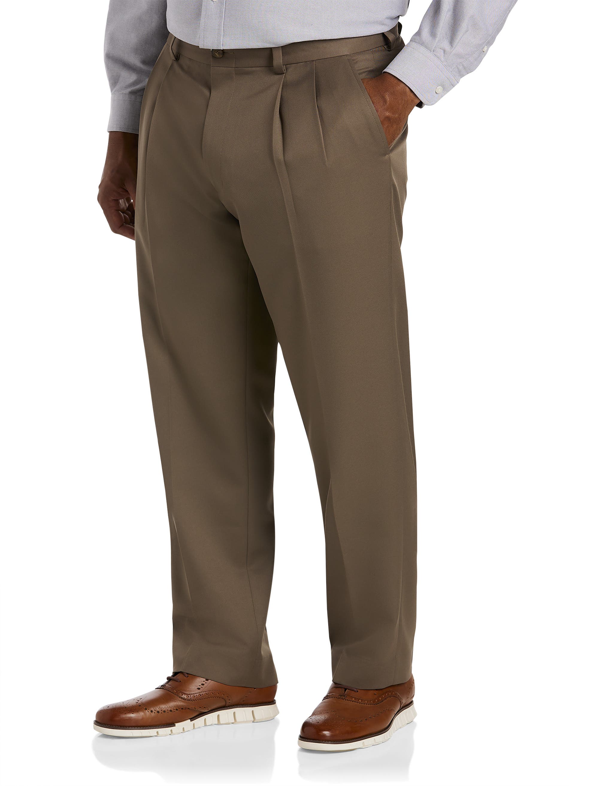 Big & Tall Pleated Microfiber Dress Pants - image 5