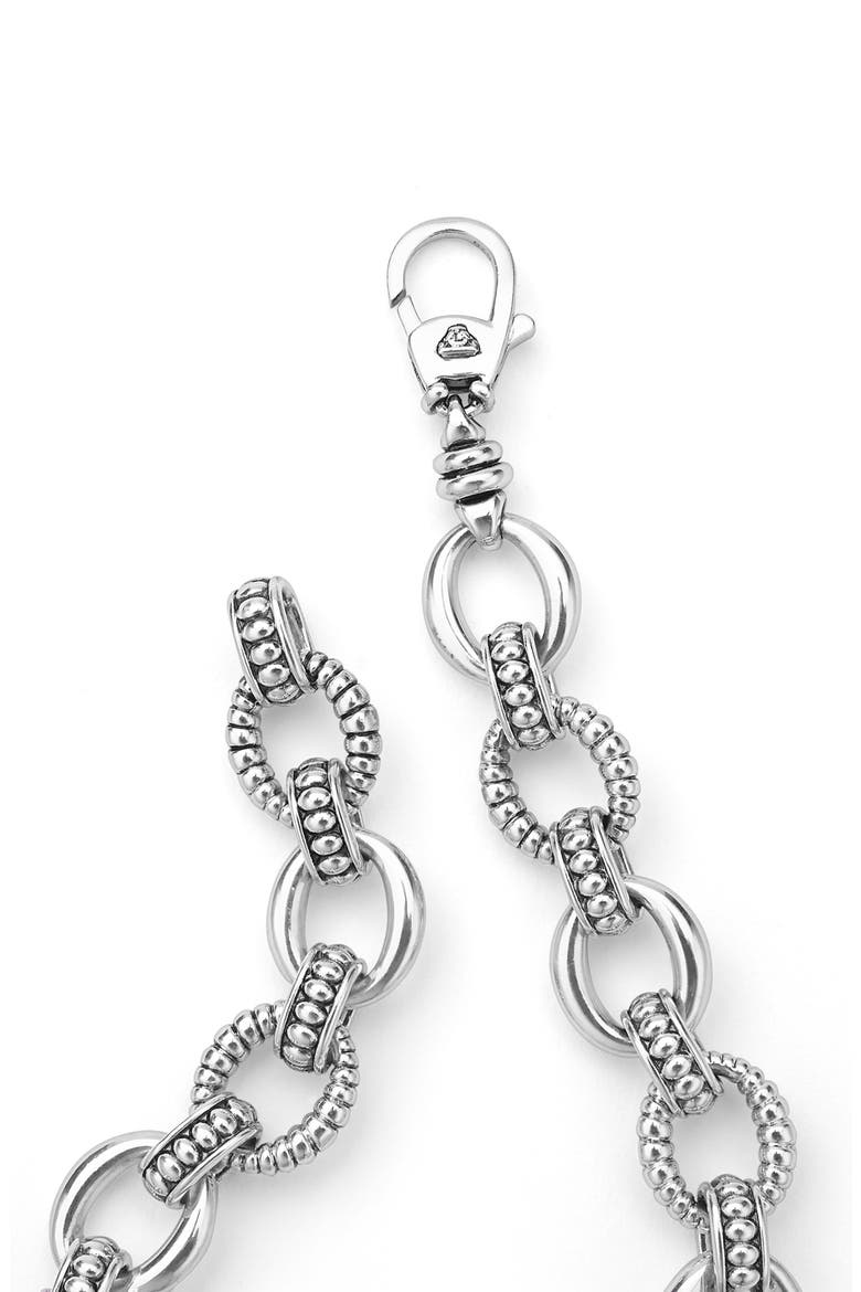 Signature Caviar Sterling Silver Fluted Oval Link Bracelet, Alternate, color, SILVER