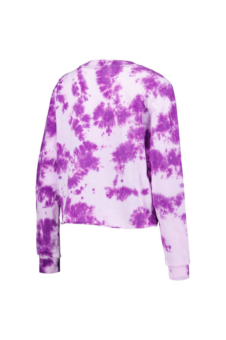 Women's New Era Purple Los Angeles Lakers Tie Dye Cropped Long Sleeve T-Shirt, Alternate, color, Purple