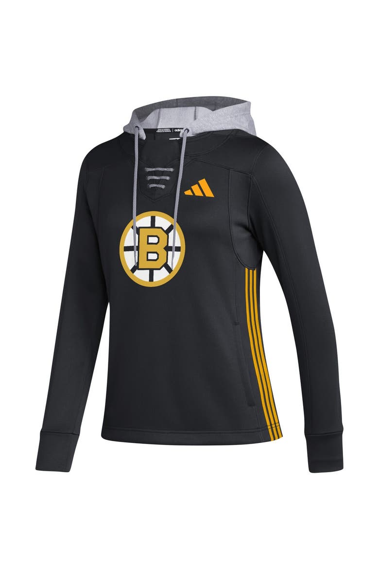 Women's adidas Black Boston Bruins Refresh Skate Lace AEROREADY Pullover Hoodie, Alternate, color, Black